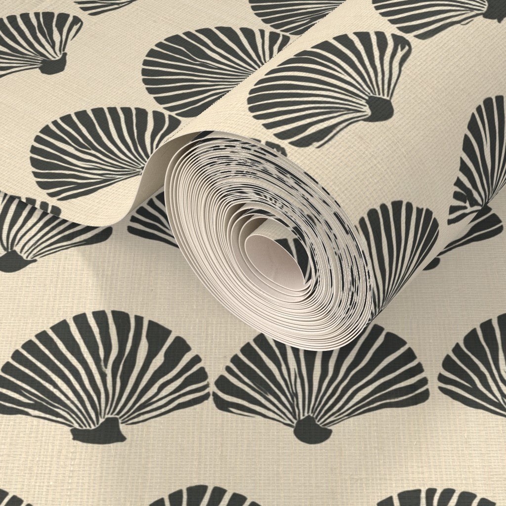 PP wallpaper type roll | modern-scallop-wallpaper | Beige | Grass Cloth