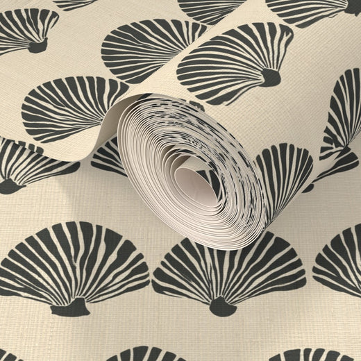 PP wallpaper type roll | modern-scallop-wallpaper | Beige | Grass Cloth