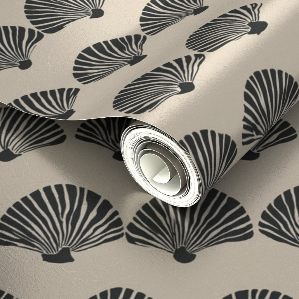 PP wallpaper type roll | modern-scallop-wallpaper | Beige | Metallic