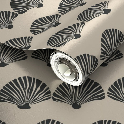 PP wallpaper type roll | modern-scallop-wallpaper | Beige | Metallic