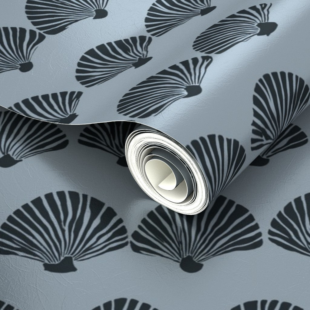 PP wallpaper type roll | modern-scallop-wallpaper | Blue | Metallic