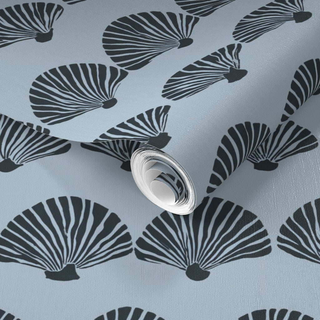 PP wallpaper type roll | modern-scallop-wallpaper | Blue | Non-Pasted