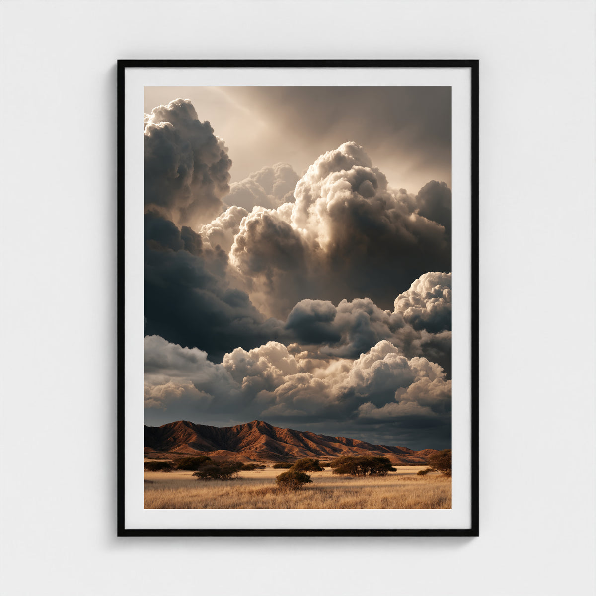 Mountain Storm 36x48 Black Portrait Box Frame