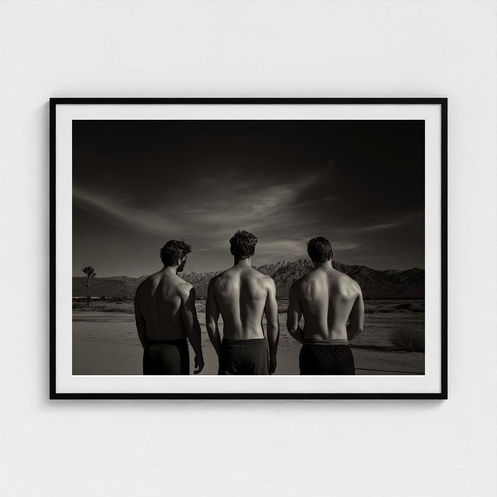 Desert Trio Portrait in Minimal Black and White