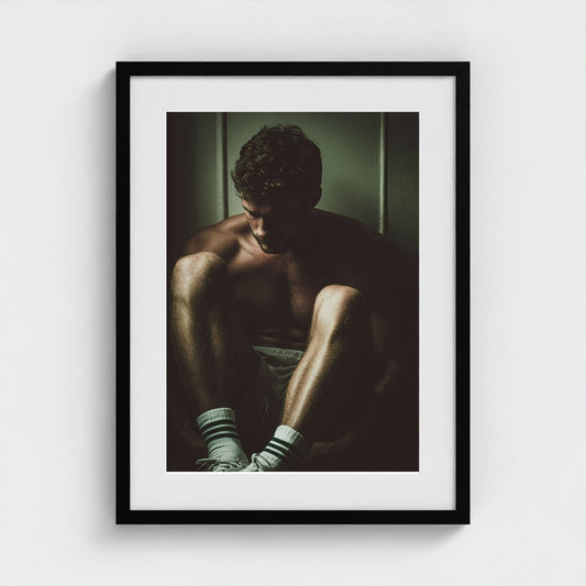 Masculine Corner Portrait in Contemplative Tonal Shadow