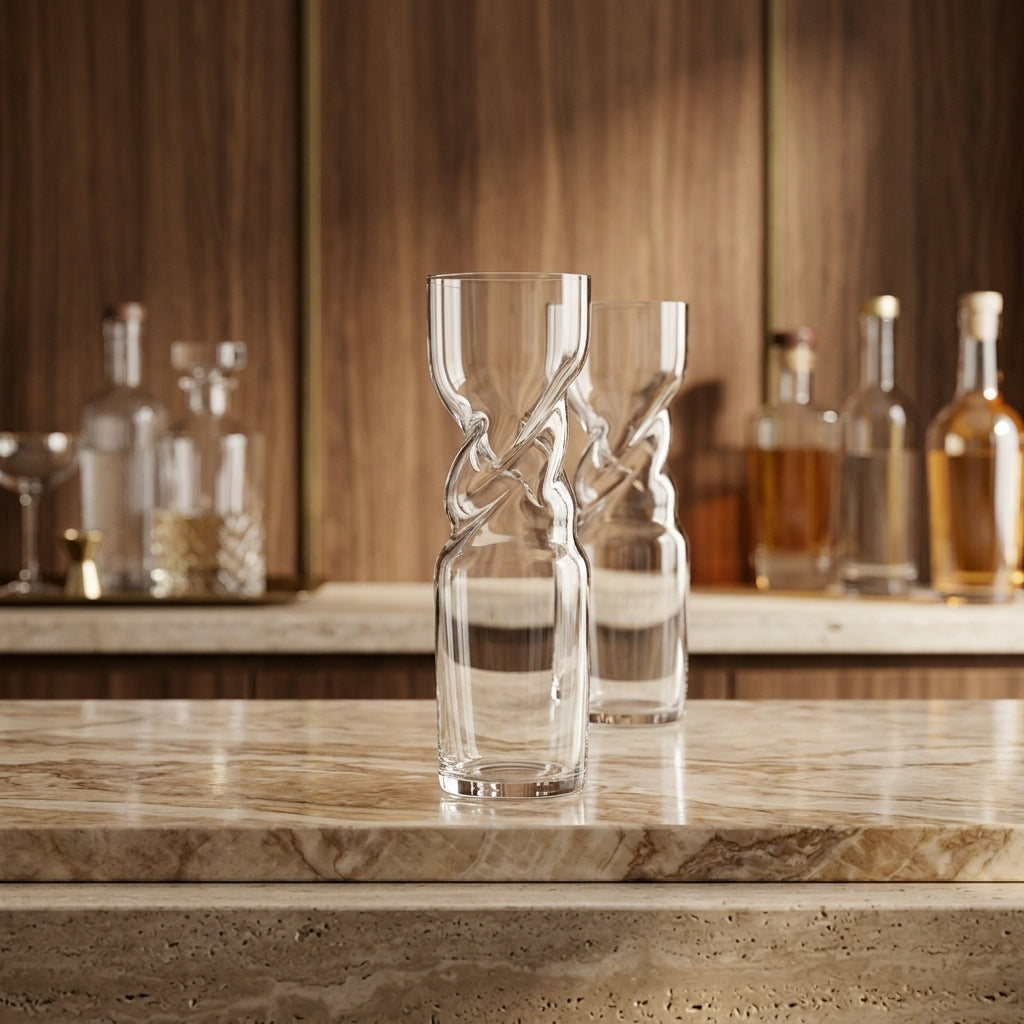 OMNIA Twist Set of 2 Glasses Gemini marble editorial product cover