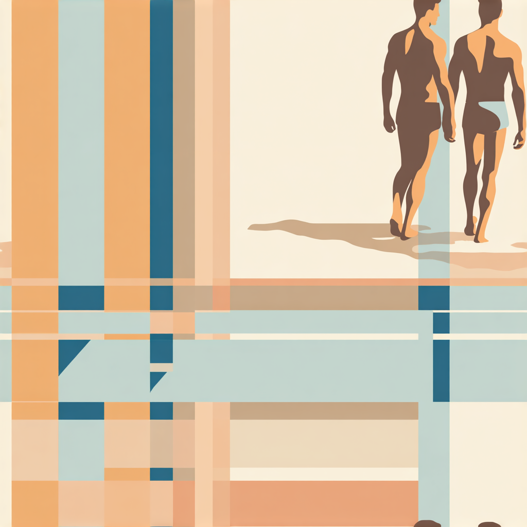 Graphic modern coastal wallpaper pattern layout in the serene Dove color palette.