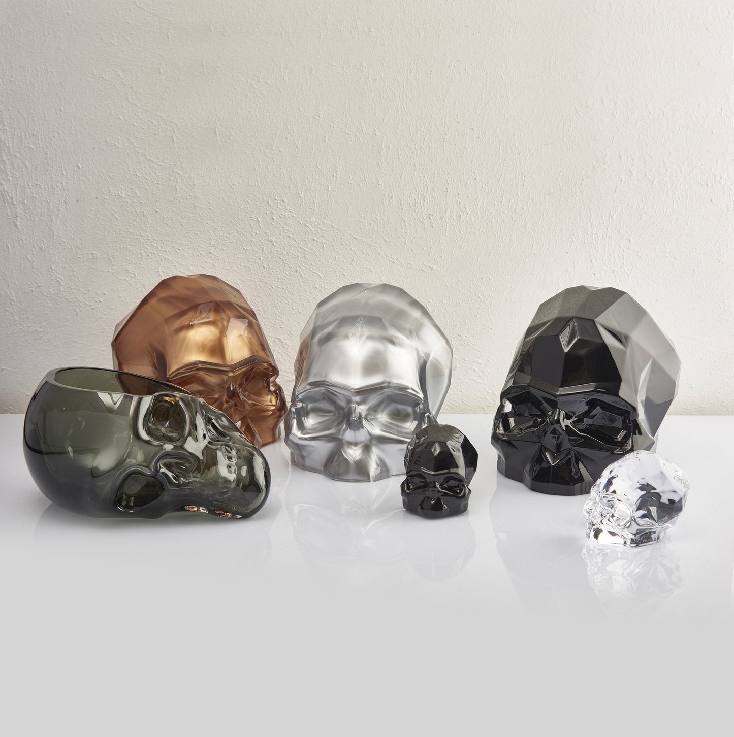 Lifestyle view of Memento Mori Skull Bowl Smoke Large Barware | Provenance & Patina