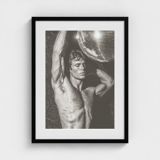 Monochrome Male Figure With Disco Ball Portrait