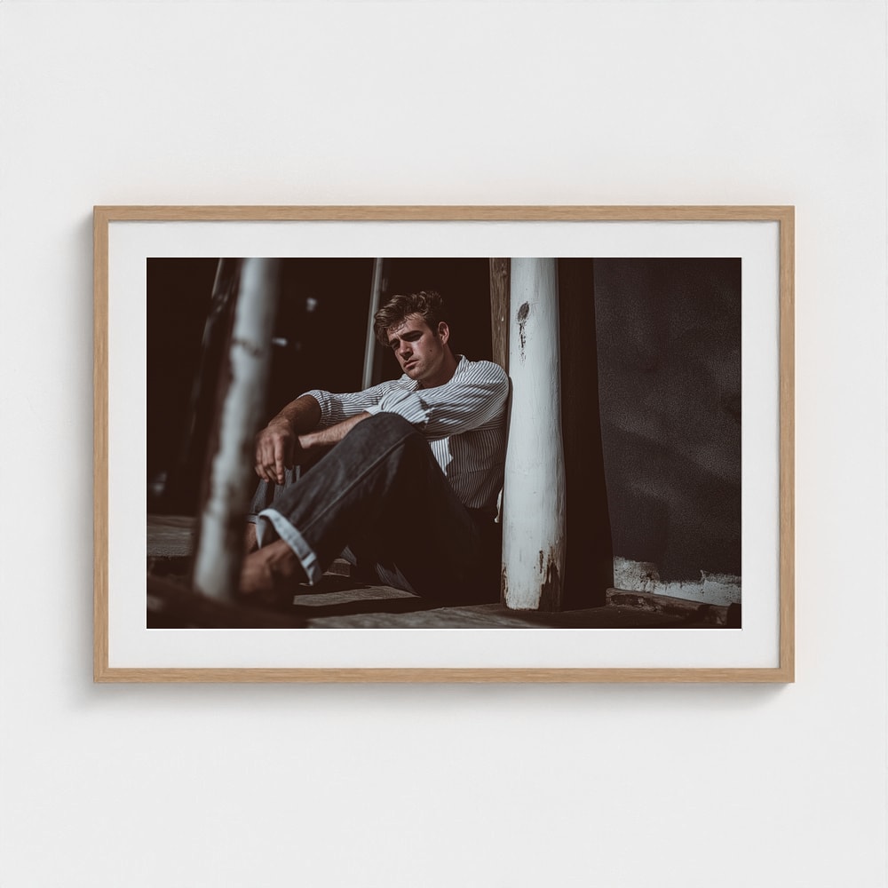 Contemplative Male Portrait in Soft Neutral Tones