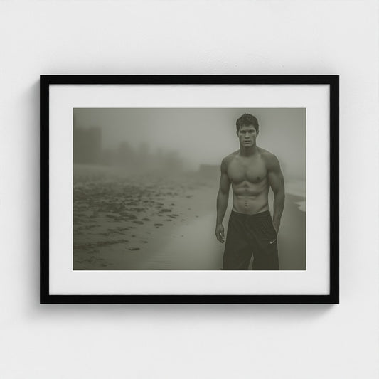 Solitary Shoreline Portrait in Soft Monochrome Tones