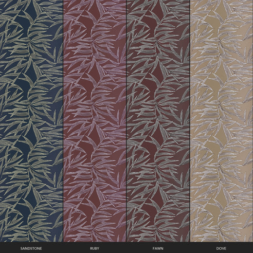 Color comparison strips of the Earthy colorways for the botanical bamboo wallpaper.