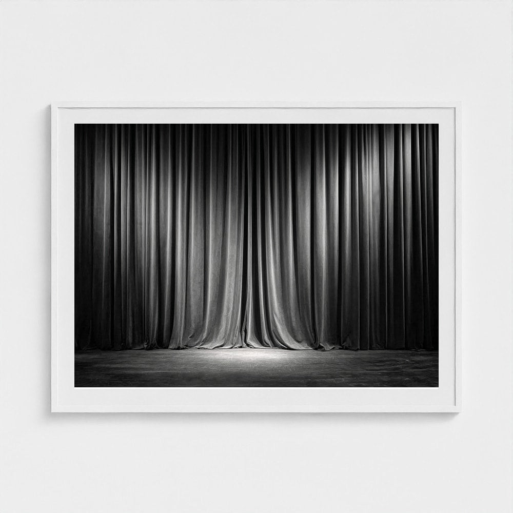 Dramatic Velvet Stage Curtains in Deep Charcoal Tones