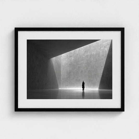 Solitary Figure in Minimal Architectural Light Study