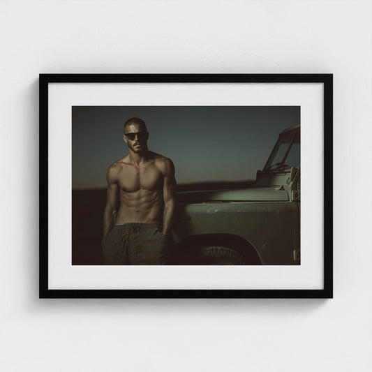 Masculine Land Rover Portrait in Olive Green Tones