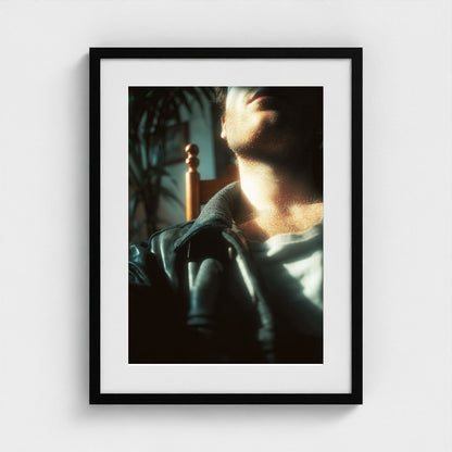 Masculine Neck Portrait in Sunlight and Leather