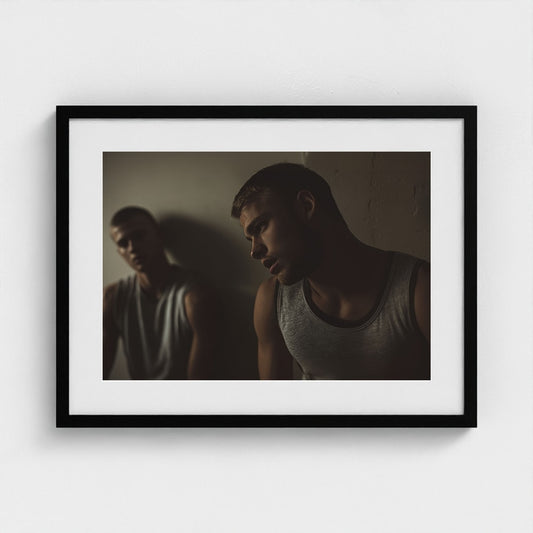 Contemplative Male Portrait with Soft Gray Reflections