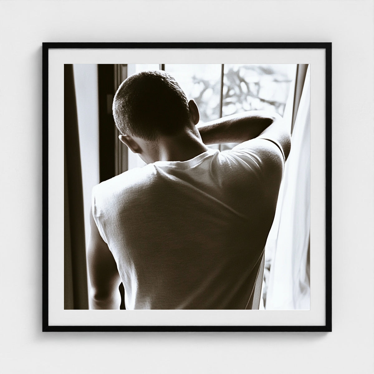 White Tee No. 2 36x36 Black Square Box Frame