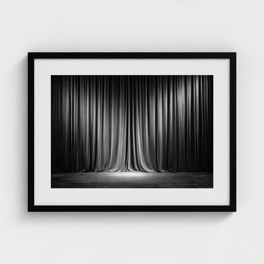 Dramatic Velvet Stage Curtains in Deep Charcoal Tones