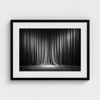 Dramatic Velvet Stage Curtains in Deep Charcoal Tones