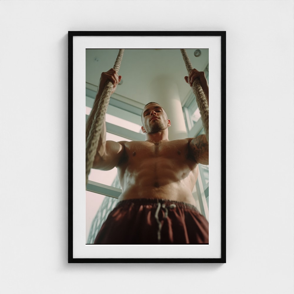 Athletic Rope Portrait in Tan and Burgundy Tones