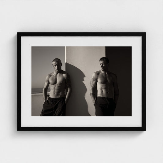 Minimalist Portrait of Two Men in Monochrome Light