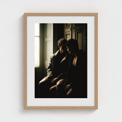 Two Men by Window in Intimate Shadowed Portrait